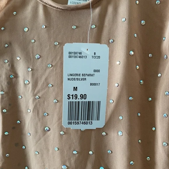 Forever 21 Rhinestone Sheer Mesh Bodysuit - NWT, M - Picture 7 of 7